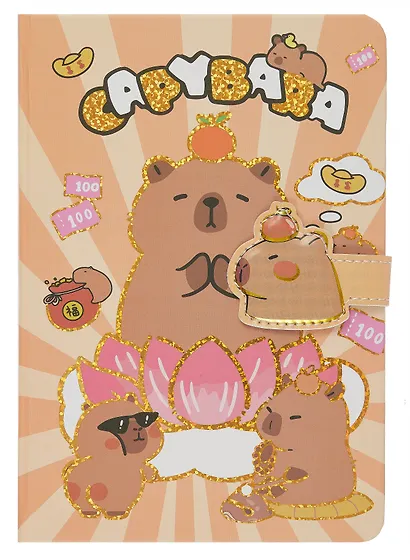 Книга для записей А5 68 листов в линейку, "Funny Capybara", магнитная застежка, в ассортименте - фото 3