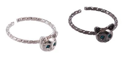 Набор парных колечек Мордочки котиков (2шт) (металл) (12-ring-20507-PR4) (Lafilaf) - фото 3