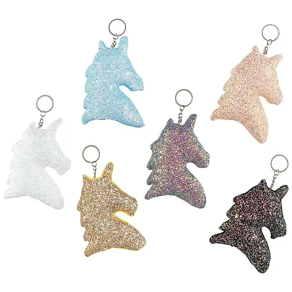 Брелок с блестками Голова единорога (текстиль) - фото 2