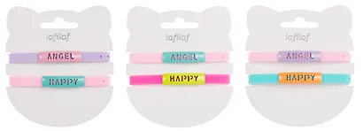 Набор парных браслетов Angel, Happy (силикон) (12-04407-B76) (Lafilaf) - фото 9