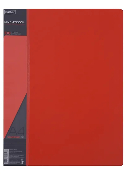 Папка 100ф А4 "STANDARD" пластик 0,8мм,  красная - фото 1