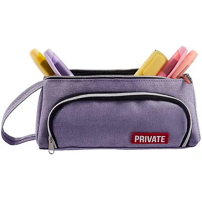Пенал-косметичка "Private", 2 отделения, сиреневый, 21х8.5х8.5 см - фото 3