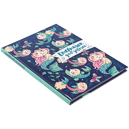 Дневничок для девочек А5 48л "Кошки-русалки" 7БЦ, глянц.пленка, тиснение цв.фольгой, полноцв.блок, офсет 80г/м2 - фото 2