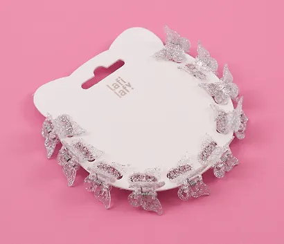 Набор заколок-крабиков mini Бабочки (белые перламутровые оттенки) (10 штук) (1,5 см), Lafilaf - фото 3