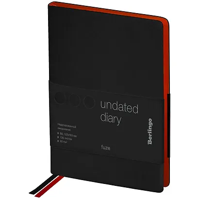 Ежедневник недат. B6 136л "Fuze. Черный" иск.кожа, цветной срез - фото 1