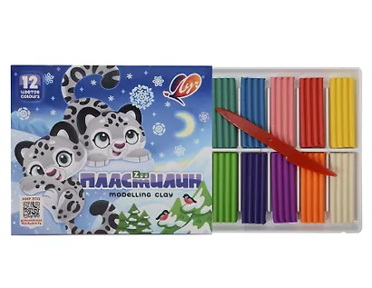 Пластилин 12цв 180гр "ZOO" к/к., стек, Гамма - фото 1
