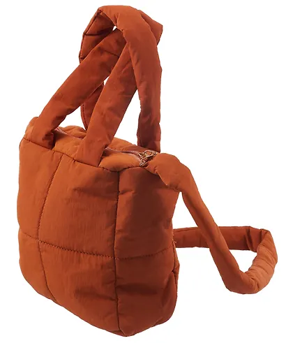 Сумочка дутая коричневая (текстиль) (20х20) (12-Jigi-2) - фото 7