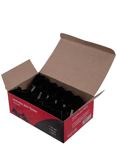 Зажимы для бумаг GoodMark большие, чёрные, 12 штук - фото 5