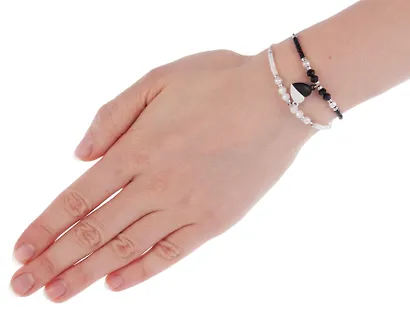 Набор парных браслетов с подвеской «Сердечко», бисер, металл, Lafilaf - фото 6