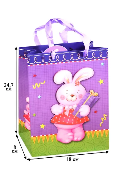 Пакет А5 24*18*8 "Розовый зайка" дет., бум.мат.ламинат - фото 2