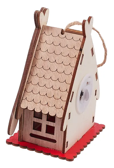 Новогоднее подвесное украшение с подсветкой Домик (11х6,5) (дерево) - фото 3