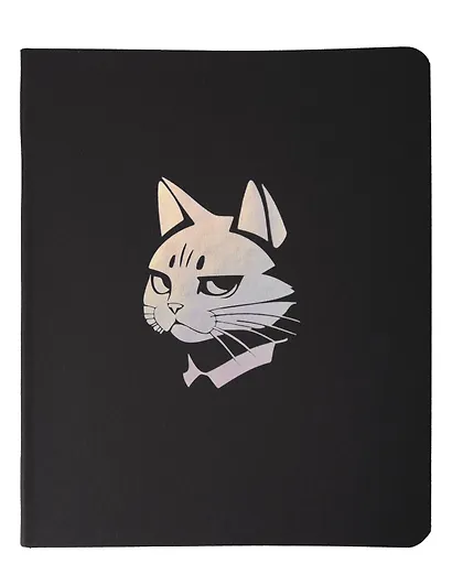 Тетрадь 48л кл. "TOTAL BLACK. Cat and mouse" цветной диз.картон, тиснение фольгой, гологр.линза, ассорти - фото 5