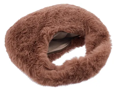 Сумочка плюшевая Коричневая (29х34) - фото 4