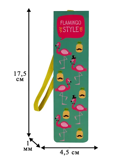 Закладка с резинкой Фламинго и ананас с усами - фото 2