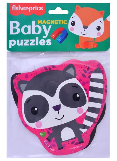 Мягкие магнитные Baby puzzle Fisher-Price "Лис и енот" 2 картинки 7 эл. - фото 1