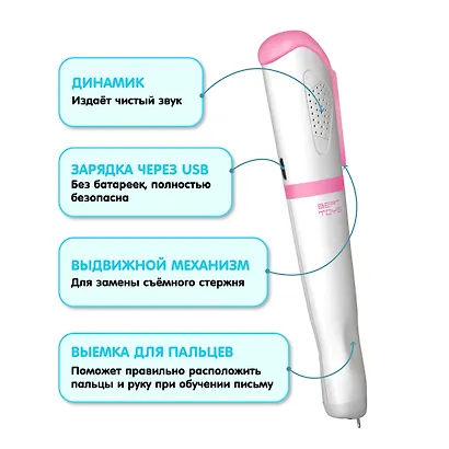 Набор Говоручка Розовый. Интерактивная игрушка-тренажёр для обучения письму + книга с прописями "Забавные животные" - фото 7