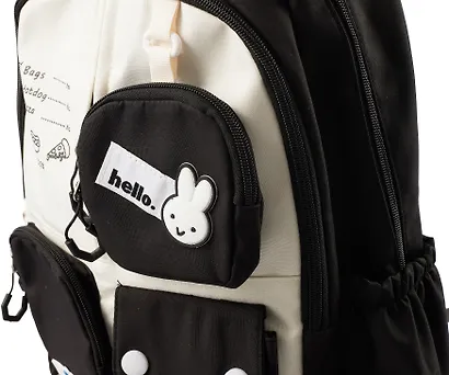 Рюкзак школьный, подростковый черно-белый "Кролик", Yoi - фото 5