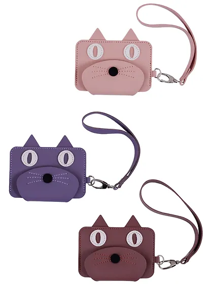 Чехол для карточек на кнопке горизонтальный Мордочка котика (PU) (10×7) (12-11592-ZY-29) - фото 3