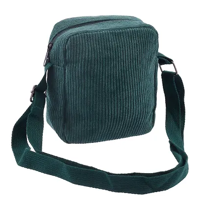 Сумочка на молнии кросс-боди (бирюзовая) (вельвет) (16х14х6) (12-HanMa-766) - фото 3