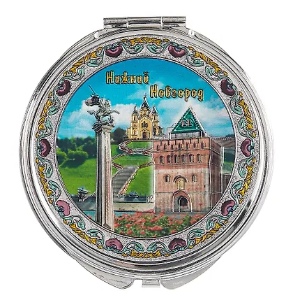 Зеркало Нижний Новгород Дмитровская башня-Коллаж (7см) (металл серебро) (317CHE-76K10) - фото 1