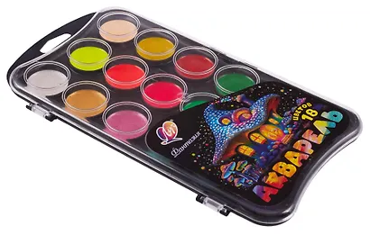 Краски акварельные 18 цв. "Фантазия" (классич, неон, перламутр, золото, серебро), б/к - фото 4