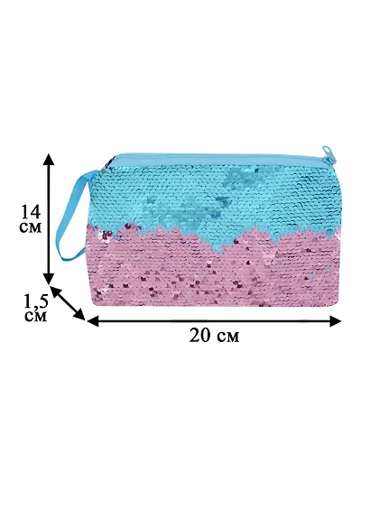 Косметичка-кошелек с пайетками на молнии (20х14) (текстиль) - фото 3
