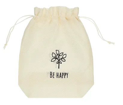 Мешок холщовый «Be happy», бежевый, 20*25*6см, шнурок - фото 1