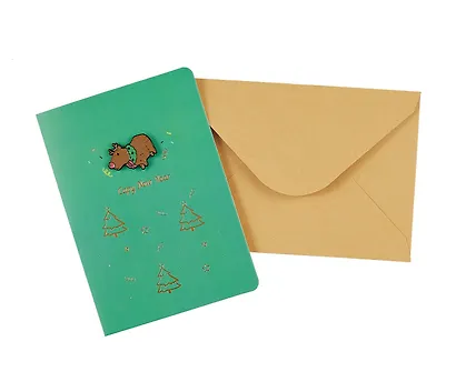 Открытка со значком Капибара Capy New Year (15х11) (конверт) (картон, металл) - фото 2