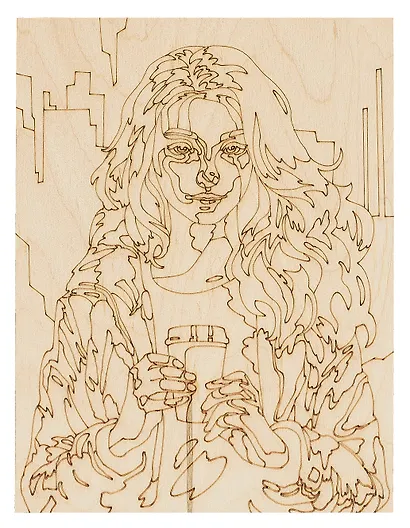 Роспись по дереву. Картина "Утренний кофе" (24,5х18,5 см) - фото 2