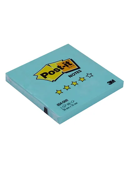 Блок бумаги 76*76 самоклеящийся OPTIMA 100л, бирюзовый неон, 3М - фото 1