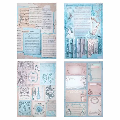 Бумага для скрапбукинга 15х21 см "Нотная Гамма", двусторонняя, 12 листов, 240 г/м2 - фото 6