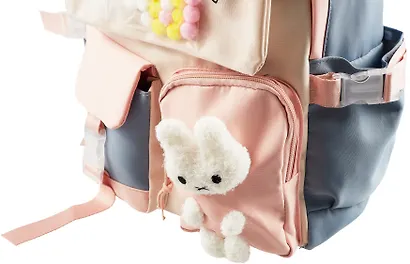 Рюкзак "Зайка" 42*27*15см, сине-розовый, с игрушкой - фото 10