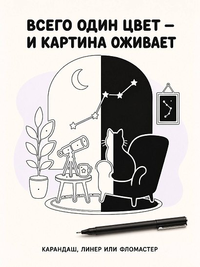 Черно-белая раскраска. Раскрась все одним цветом - фото 5