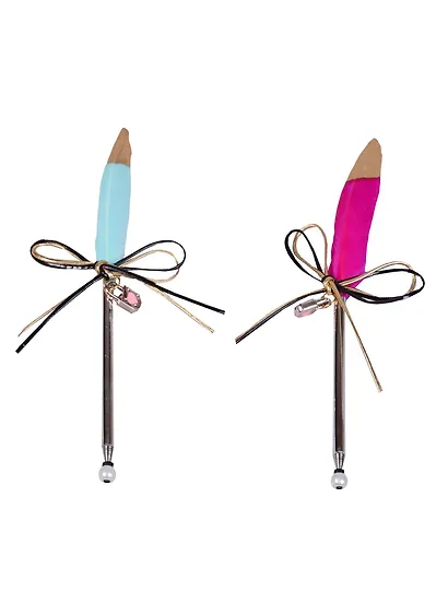 Ручка шариковая "Перо с бантом и замочком" - фото 3