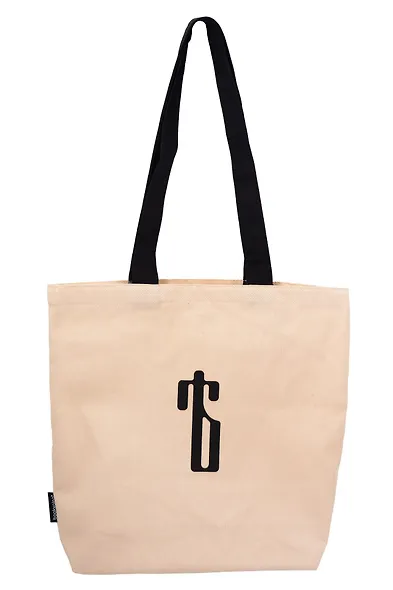 Сумка-шоппер с дном «Ять» (бежевая) (текстиль) (34х36см) - фото 1