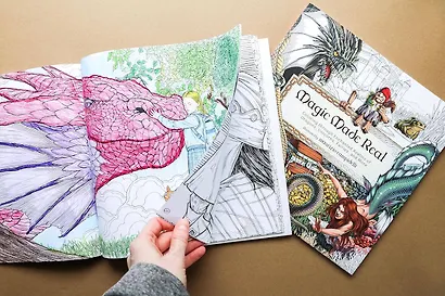 Coloring Through Enchanted Realms of Dragons, Unicorns, Fairies, and More Раскрашиваем  миры драконов, единорогов, фей / Книги на английском языке - фото 11