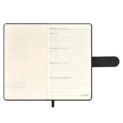 Ежедневник недат. А6+ 120л 110х190 "Бейбискин" черный, иск.кожа, тв.переплёт, тиснение фольгой, магнит.клапан, офсет, ляссе - фото 4