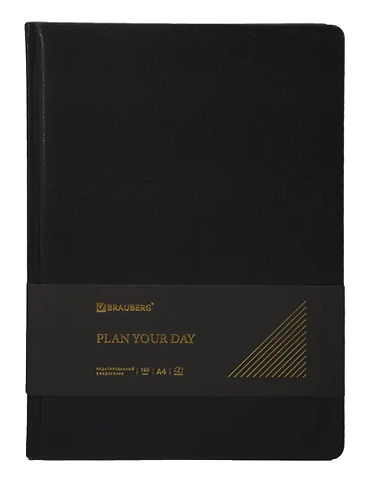 Ежедневник недат. А4 160л "Iguana" черный, иск.кожа, тв.переплет, золотой обрез, скругл.углы, ляссе - фото 1