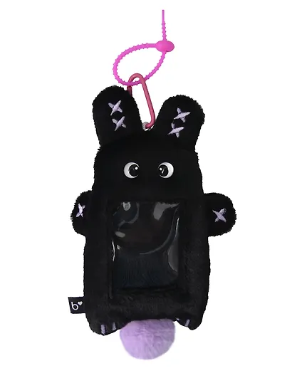 Чехол для карточек (картхолдер) Кролик черный (карабин) (плюш) (9х15) (12-Dongjin-D9) - фото 2