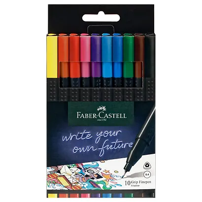 Капиллярная ручка 10 цветов 0,4 мм, Grip Finepen, Faber-Castell - фото 3