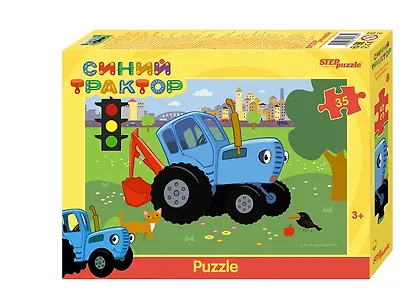 Пазл 35 "Синий трактор" (Биг Папа) - фото 1