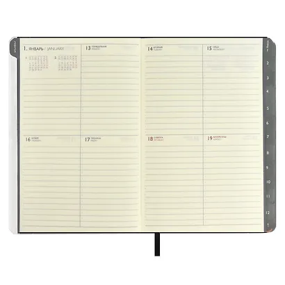 Еженедельник дат. 2025г. А5 80л "Буйвол" черный, иск.кожа+ПВХ-вставка, мягк. переплет, блинт.тиснение, вырубка, офсет, ляссе - фото 6