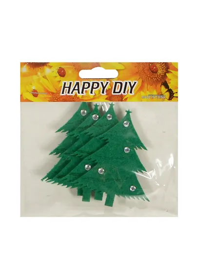 Набор из фетра Елки со стразами (11051920) (4 шт) (зеленые) - фото 1