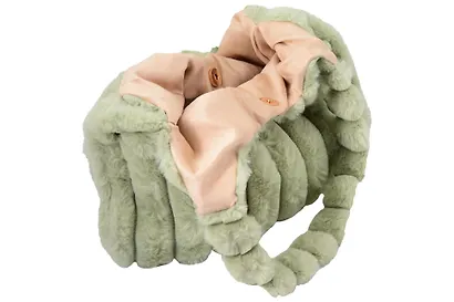 Сумка-шоппер с объёмной ручкой (зеленая) (плюш) (35х35см) - фото 2