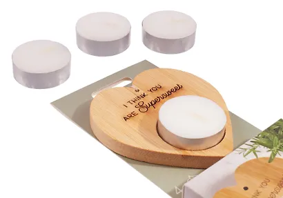 Набор чайных свечей с подсвечником Сердце Supersweet (4 штуки) - фото 3