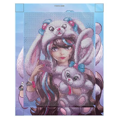 Алмазная мозаика "Девушка с зайкой" 30*40 см - фото 1