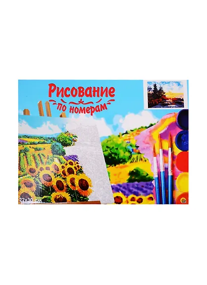 Набор д/творчества Рыжий кот Холст с красками 22х30см по номерам Восход в туманной долине HS401 - фото 2
