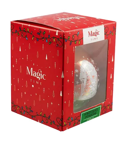 Елочный шар в подарочной коробке LED Снеговик (стекло) (8x8) (89857) - фото 2