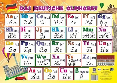 Немецкий язык. Алфавит. Учебный плакат (Формат А2) - фото 1