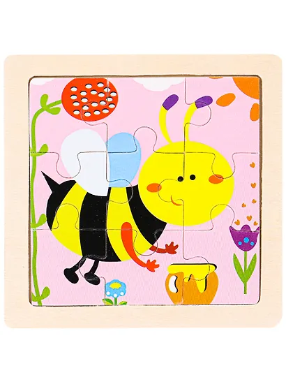 Деревянная пазл-рамка (11х11) "ПЧЁЛКА" (9 элементов) (неокраш.рамка) Арт. AN02299 - фото 1